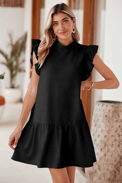 Baylor Flutter Sleeve Crew Neck Shift Dress by Threaded Pear