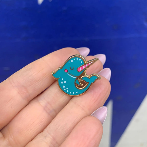 Last Call! You Are Strange & Wonderful Narwhal Enamel Pin in Blue and Pink by The Bullish Store - The Cheeky Wink