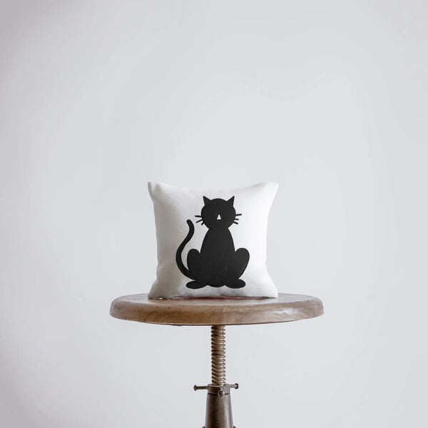 MINI Black Cat on White Pillow Cover | Fall Décor | Farmhouse Pillows | Country Décor | Fall Throw Pillows | Cute Throw Pillows | Cat Art by UniikPillows