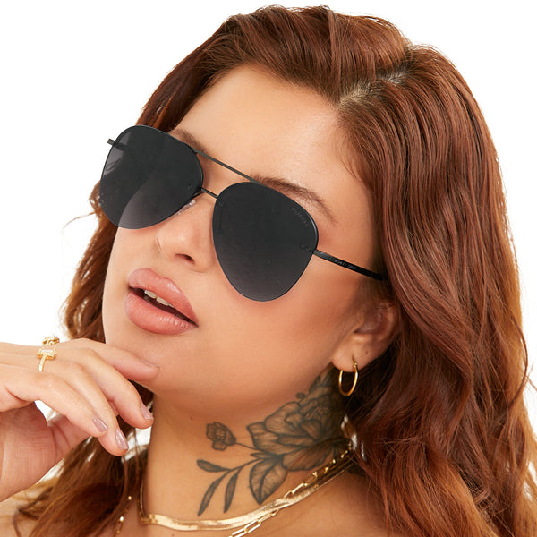 Aviator Sunglasses Women | Black Metal Aviator | The Cheeky Wink