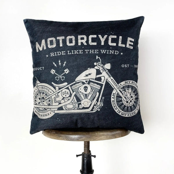 Motorcycles | Pillow Cover | Gift for Him | Throw Pillow | Home Décor | Boyfriend | Dad Gift | Classic Motorcycle by UniikPillows