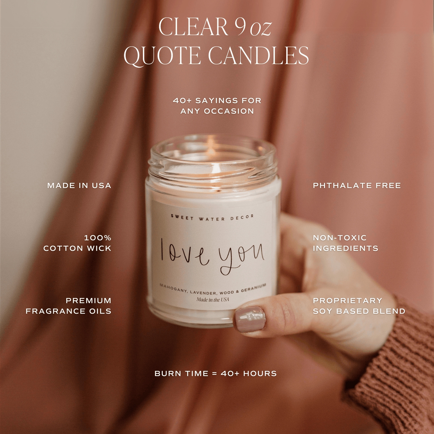 Happy Anniversary Soy Candle - Clear Jar - 9 oz (Palo Santo Patchouli)
