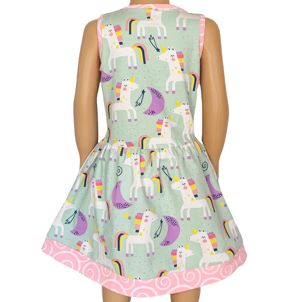 AnnLoren Little & Big Girls Magical Unicorns Rainbows Sleeveless Dress Party Outfit by AnnLoren