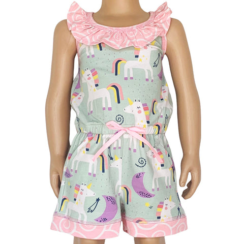 AnnLoren Little & Big Girls Jumpsuit Magical Unicorn Rainbows Spring Romper by AnnLoren - The Cheeky Wink