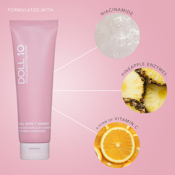 Daily Dissolve Enzyme Clay Cleanser with Reishi Mushroom with Cleansing Pad by Doll 10 Beauty