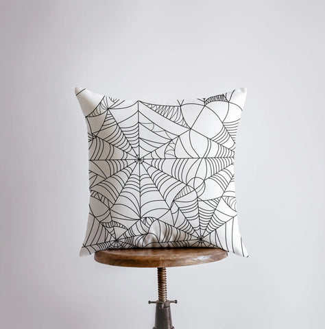 SpiderWeb White Pillow Cover | Fall Décor | Halloween Pillows | Halloween Décor | Fall Throw Pillows | Cute Throw Pillows by UniikPillows