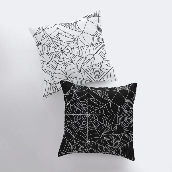 SpiderWeb White Pillow Cover | Fall Décor | Halloween Pillows | Halloween Décor | Fall Throw Pillows | Cute Throw Pillows by UniikPillows