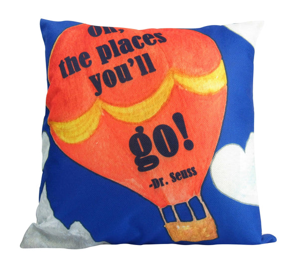 The Places You'll Go | Pillow Cover | Dr Seuss | Home Decor | Throw Pillow | Thank you Gift | Teacher Gift | Kids Room | Room Decor | Gift by UniikPillows