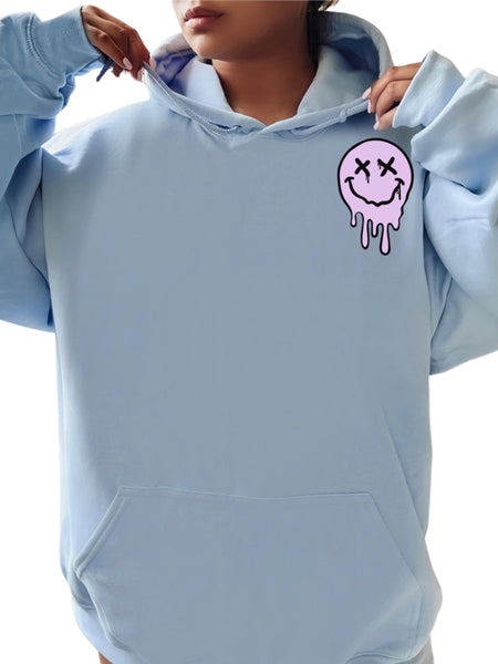 It's Fine Drippy Smiley Hoodie - Blue by Sweetees - The Cheeky Wink