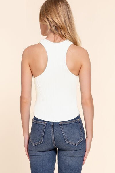 ACTIVE BASIC Ribbed Round Neck Racerback Seamless Tank - The Cheeky Wink