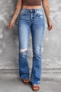 Angelina Distressed Flare Jeans by Threaded Pear