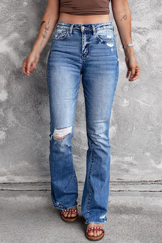 Angelina Distressed Flare Jeans by Threaded Pear