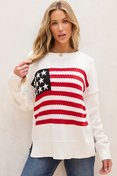 Lakelyn American Flag Sweater by Threaded Pear