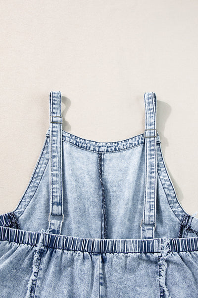 Savanna Frayed Exposed Seam Wide Leg Denim Overall by Threaded Pear