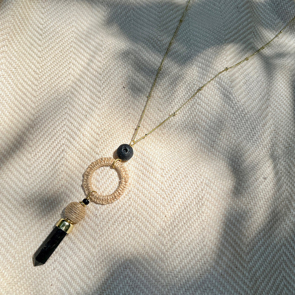 Black Agate Jute Necklace by SLATE + SALT