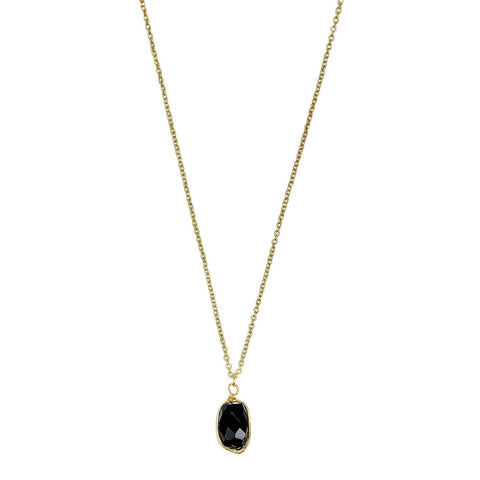 Black Quartz Pendant Necklace by SLATE + SALT