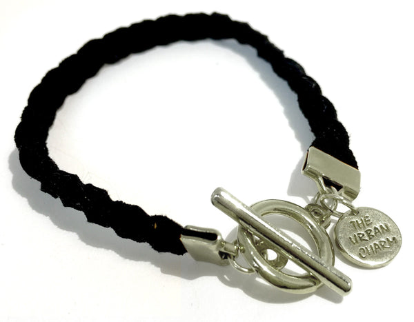 Black Vegan Leather Strength Friendship Bracelet by The Urban Charm