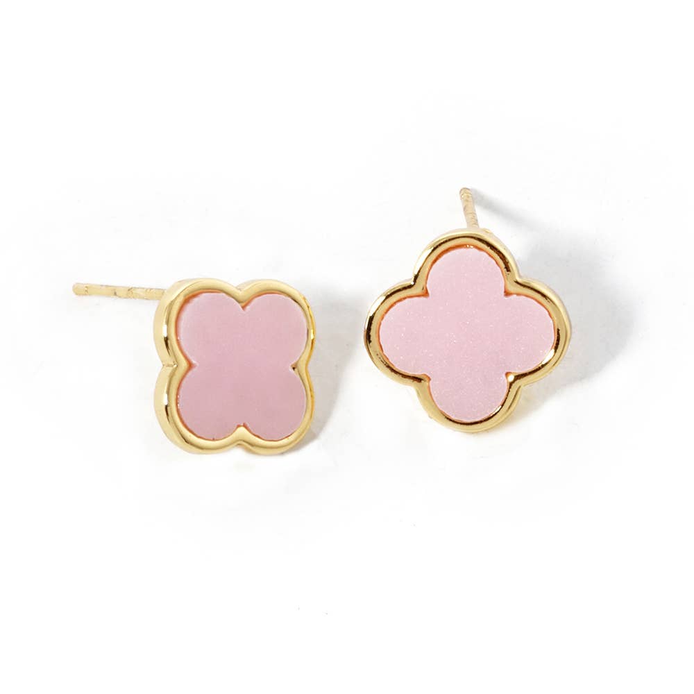 Gold Dipped Quatrefoil Stud Earrings