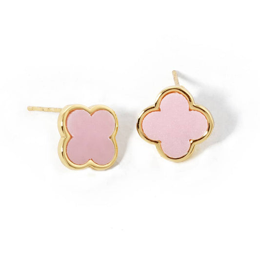 Gold Dipped Quatrefoil Stud Earrings