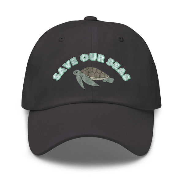 Save Our Seas Sea turtle Dad hat: Pulls 4 pounds of ocean plastic! by Tropical Seas Clothing