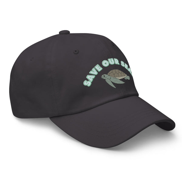 Save Our Seas Sea turtle Dad hat: Pulls 4 pounds of ocean plastic! by Tropical Seas Clothing