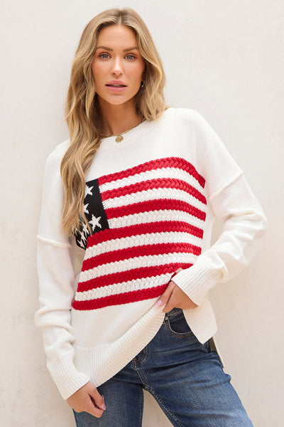 Lakelyn American Flag Sweater by Threaded Pear