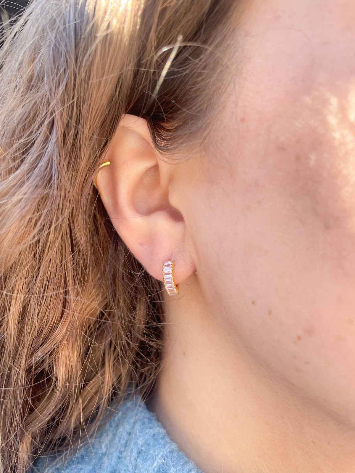 Pink Champagne Huggie Earrings