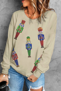 Willa Sequined Nutcracker Doll Casual Sweatshirt by Threaded Pear