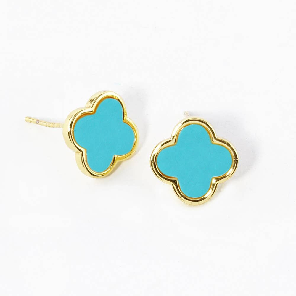 Gold Dipped Quatrefoil Stud Earrings