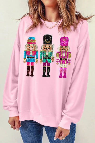 Nutcracker Graphic Round Neck Long Sleeve Sweatshirt Trendsi