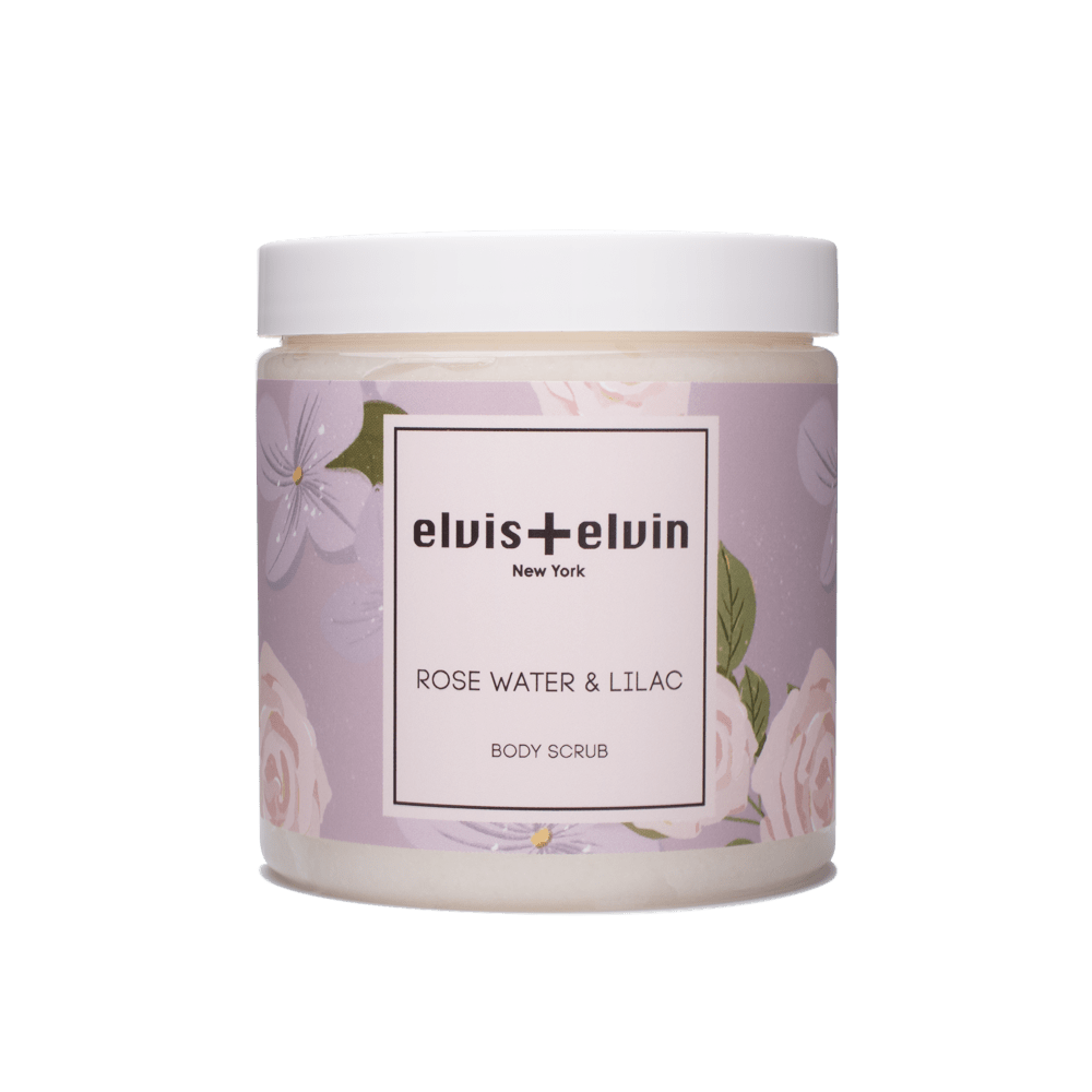 elvis+elvin Rose Water & Lilac Body Scrub with Dead Sea Salt 300ml by elvis+elvin