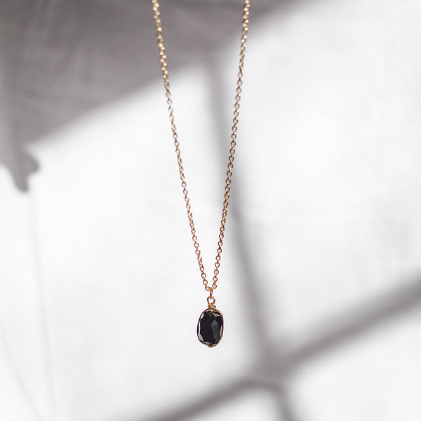 Black Quartz Pendant Necklace by SLATE + SALT