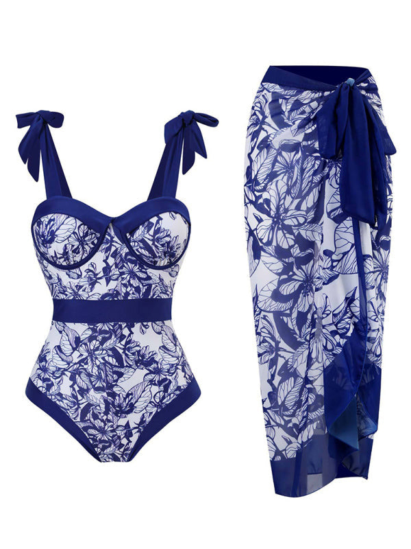 Floral Print One-Piece Swimsuit Beachwear