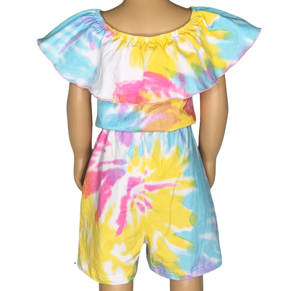 AnnLoren Girls Pastel Tie Dye Shorts Jumpsuit One Piece Outfit by AnnLoren