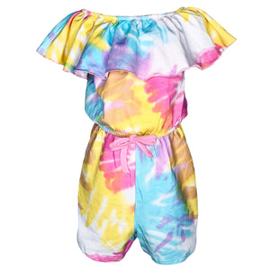 AnnLoren Girls Pastel Tie Dye Shorts Jumpsuit One Piece Outfit by AnnLoren