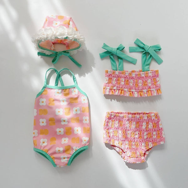 Baby Girl Flower Pattern Fashion Swimwear Sets by MyKids-USA® - The Cheeky Wink