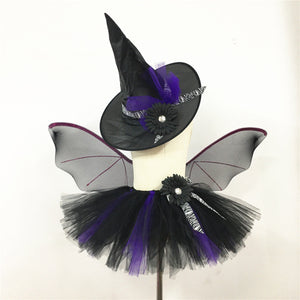 Children’s Halloween Witch Cosplay Hat Skirt Wings 1-Piece Sets by MyKids-USA®