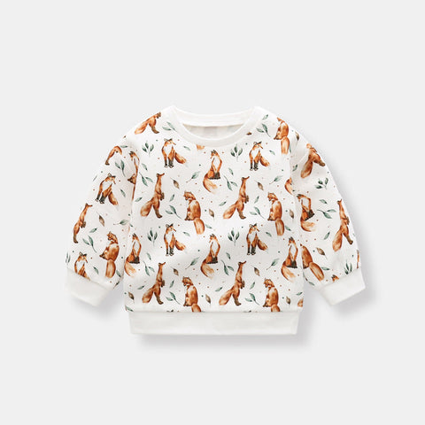 Baby 1pc Organic Cotton Allover Fox Graphic Longsleeve Hoodie by MyKids-USA® - The Cheeky Wink