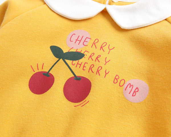 Baby Girl 1pcs Cherry & Slogan Pattern Doll Neck Longsleeve Onesies by MyKids-USA® - The Cheeky Wink