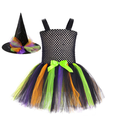 Children’s Halloween Little Witch Costume Mesh Tutu Dress & Hat by MyKids-USA®