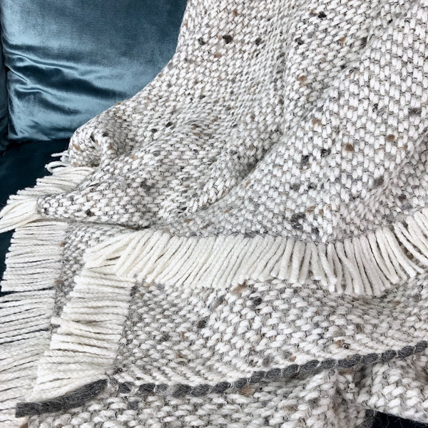 Chunky Gray Weave Alpaca Throw by SLATE + SALT