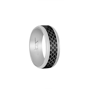 Real Carbon Fiber Ring | Silver | Slate Series by Simply Carbon Fiber