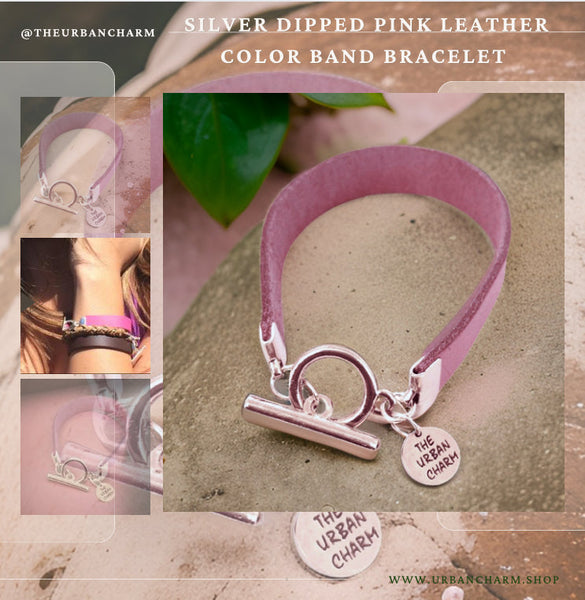 The Urban Charm Pink Leather Color Band Bracelet by The Urban Charm