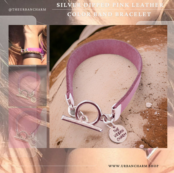 The Urban Charm Pink Leather Color Band Bracelet by The Urban Charm