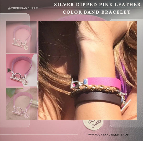 The Urban Charm Pink Leather Color Band Bracelet by The Urban Charm