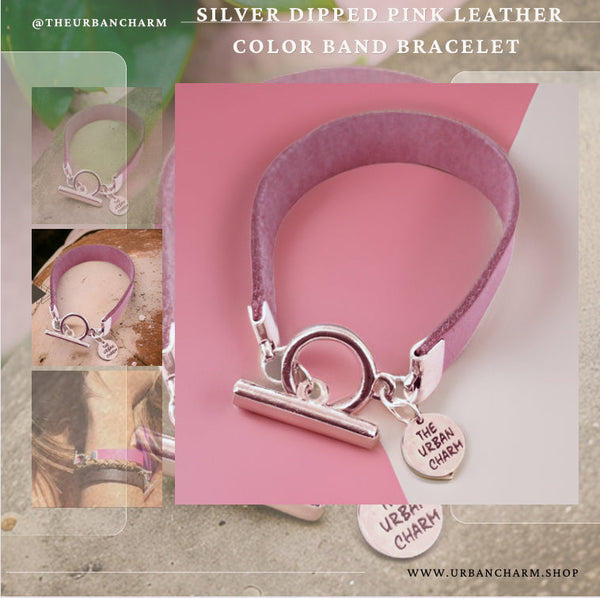 The Urban Charm Pink Leather Color Band Bracelet by The Urban Charm