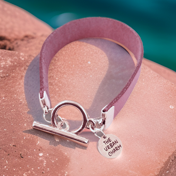 The Urban Charm Pink Leather Color Band Bracelet by The Urban Charm