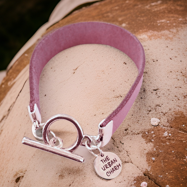 The Urban Charm Pink Leather Color Band Bracelet by The Urban Charm