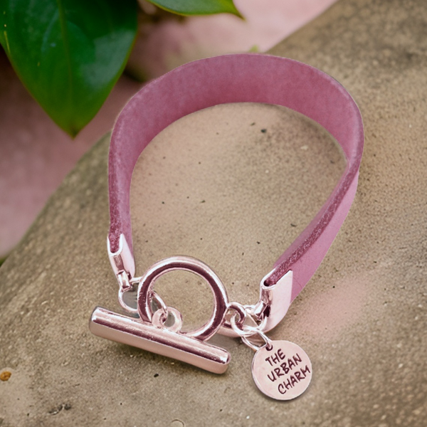 The Urban Charm Pink Leather Color Band Bracelet by The Urban Charm