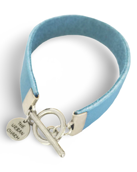 Baby Blue Leather Color Band Bracelet by The Urban Charm by The Urban Charm